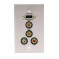 Comprehensive Single Gang Wallplate-Stainless Brushed-HD15- Stereo Mini- 3RCA - Passthru WP-1000-E-P-SB